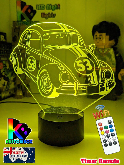 Herbie the Love Bug VW Beetle 3D LED Night Light Lamp