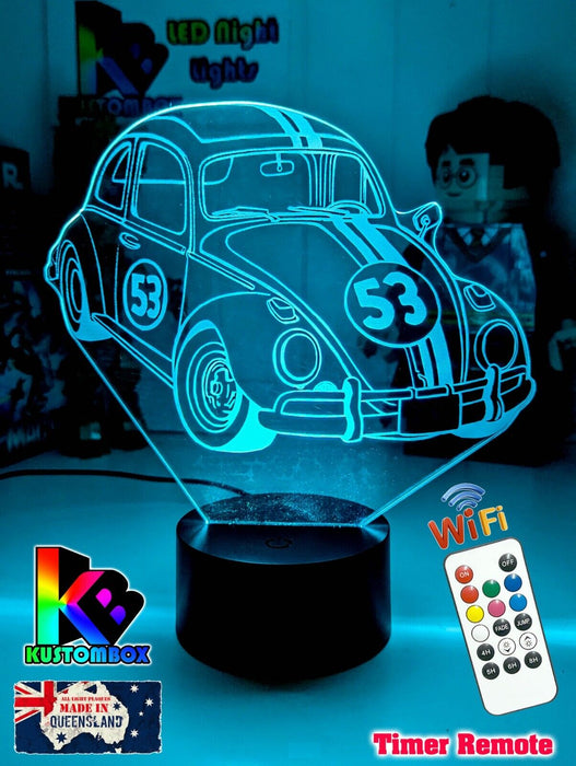 Herbie the Love Bug VW Beetle 3D LED Night Light Lamp