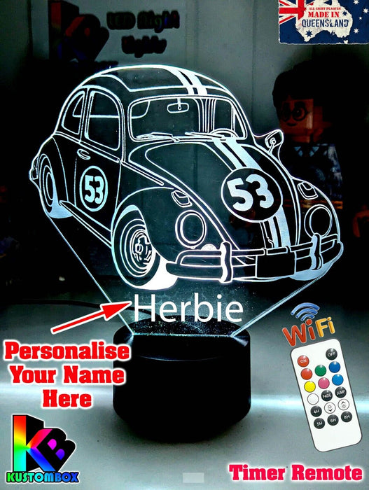 Herbie the Love Bug VW Beetle 3D LED Night Light Lamp