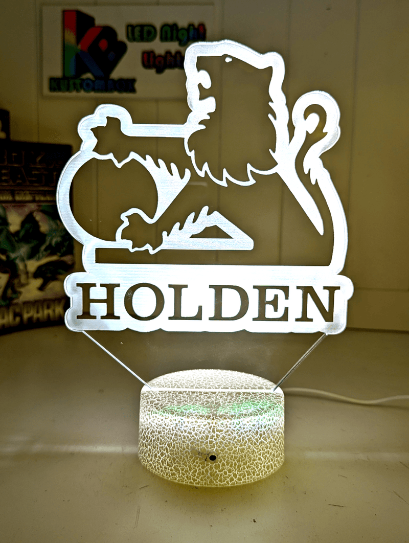 Holden Car Badge Logo 1969 - 94 Personalised Name 3D LED Night Light Lamp - KustomboxNight Lights & Ambient LightingKustomboxStandard Size