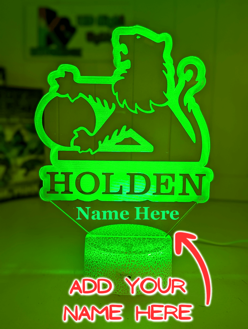 Holden Car Badge Logo 1969 - 94 Personalised Name 3D LED Night Light Lamp - KustomboxNight Lights & Ambient LightingKustomboxStandard Size