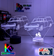 Holden EH Holden Panel Van 3D LED lamp, retro Australian classic car light with personalised engraving and colour-changing LED base.