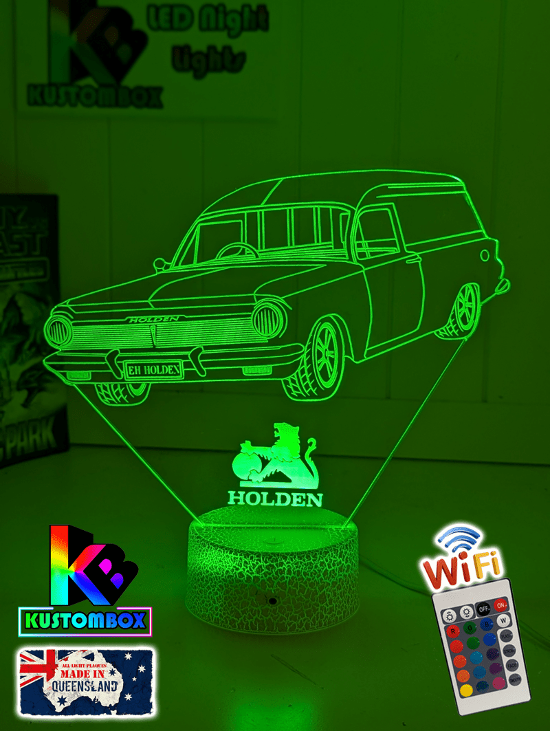 Holden EH Holden Panel Van 3D LED night light, detailed engraved design with vivid LED lighting, perfect for Holden fans.