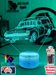 Custom Holden EH Panel Van 3D acrylic night light for collectors, engraved design with 7 or 16 colour lighting options.