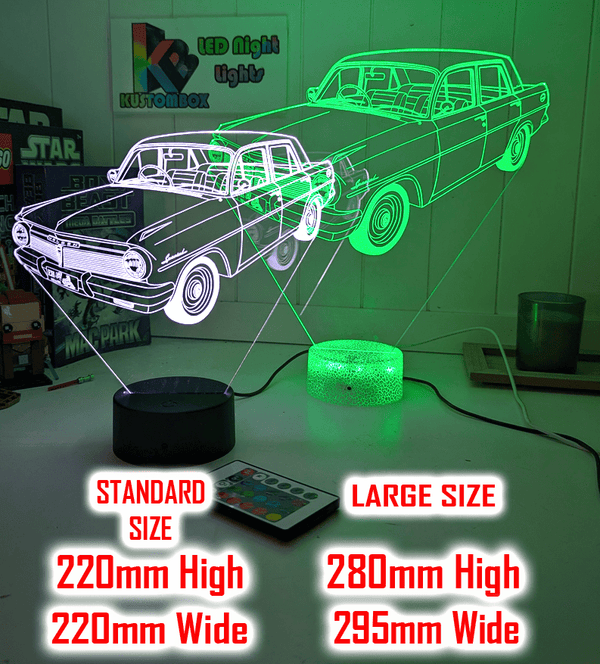 Holden EH Sedan Premier 1963 to 65 Car Iconic Holden LED light creating a 3D effect, perfect garage décor or display piece for Australian car enthusiasts.