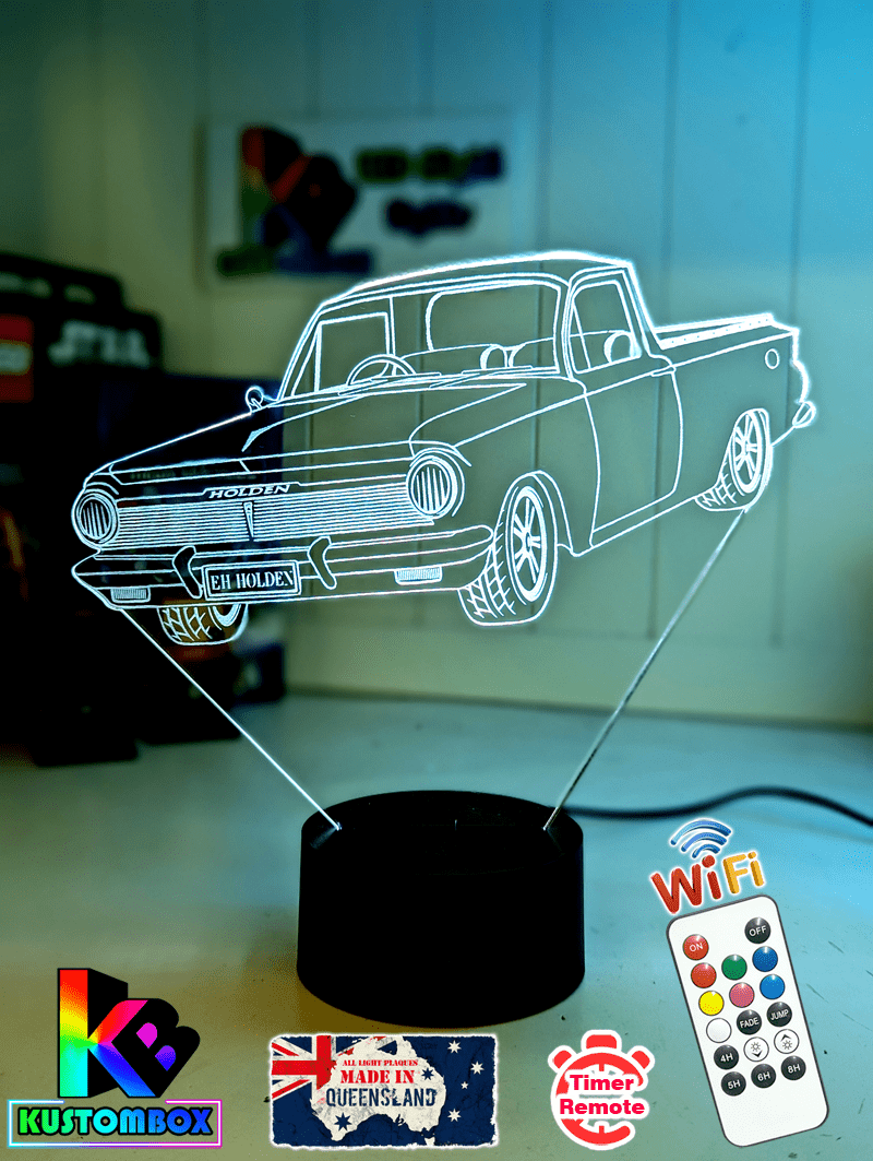 Personalised Holden EH Holden Ute 3D LED night light with custom name engraving, classic Australian car lamp with multi-colour LED glow.