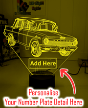 Holden EJ Sedan 1962 to 63 Car Custom Name 3D LED Night Light 16 Colour Lamp - KustomboxNight Lights & Ambient LightingKustomboxStandard Size - with Number Plate Detail