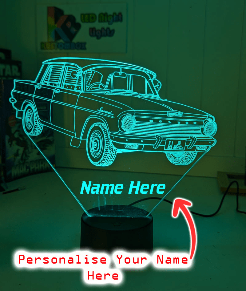 Holden EJ Sedan 1962 to 63 Car Personalised Name 3D LED Night Light Lamp - KustomboxNight Lights & Ambient LightingKustomboxStandard Size - No Name