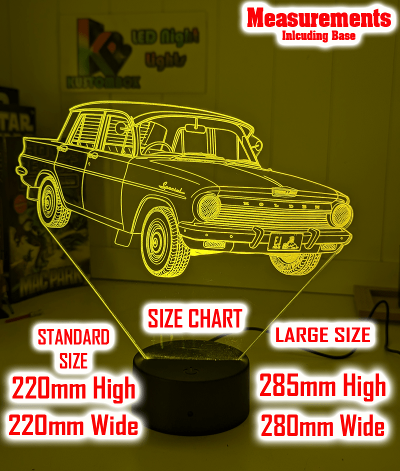 Holden EJ Sedan 1962 to 63 Car Personalised Name 3D LED Night Light Lamp - KustomboxNight Lights & Ambient LightingKustomboxStandard Size - No Name