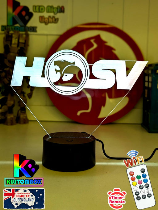 Holden HSV Logo V8 Racing  3D LED lamp designed for fans, featuring bright illumination and modern acrylic styling.