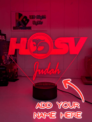 Holden HSV Logo V8 Racing Super Cars 3D LED light with remote control colour modes and crisp laser-engraved acrylic finish.