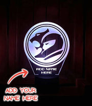 Holden HSV Racing V8 Super Cars Logo USB powered LED night light with engraved acrylic panel and adjustable lighting colours.