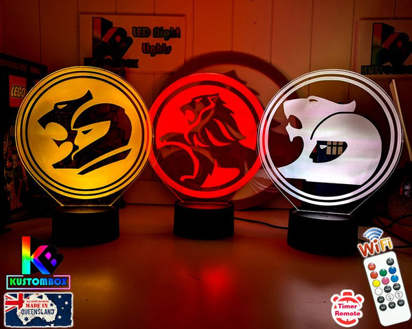Holden HSV Racing V8 Super Cars Logo Iconic LED light creating a 3D effect, perfect garage décor or display piece for Australian car enthusiasts.