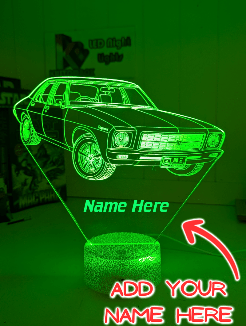 Holden Kingswood HQ 1971 to 1974 Personalised Name 3D LED Night Light Colour Change - KustomboxNight Lights & Ambient LightingKustomboxStandard Size - No Personalisation