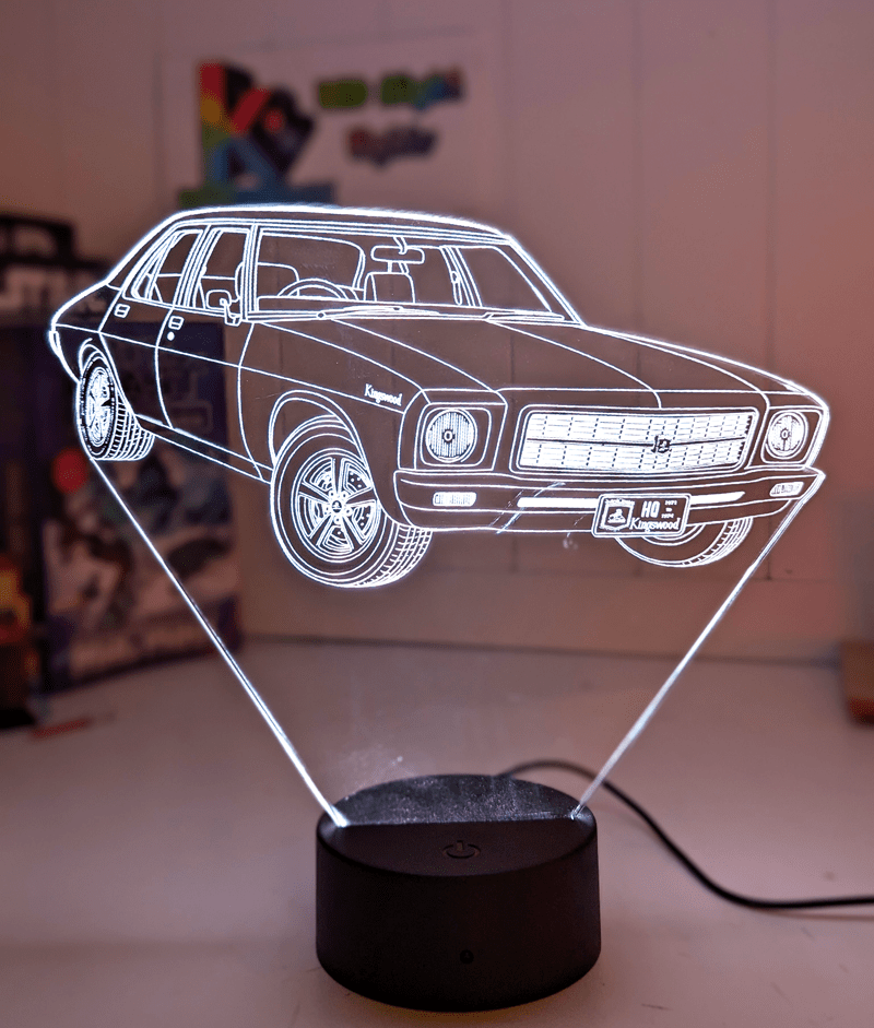 Holden Kingswood HQ 1971 to 1974 Personalised Name 3D LED Night Light Colour Change - KustomboxNight Lights & Ambient LightingKustomboxStandard Size - No Personalisation