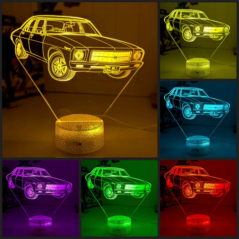 Holden Kingswood HQ 1971 to 1974 Personalised Name 3D LED Night Light Colour Change - KustomboxNight Lights & Ambient LightingKustomboxStandard Size - No Personalisation