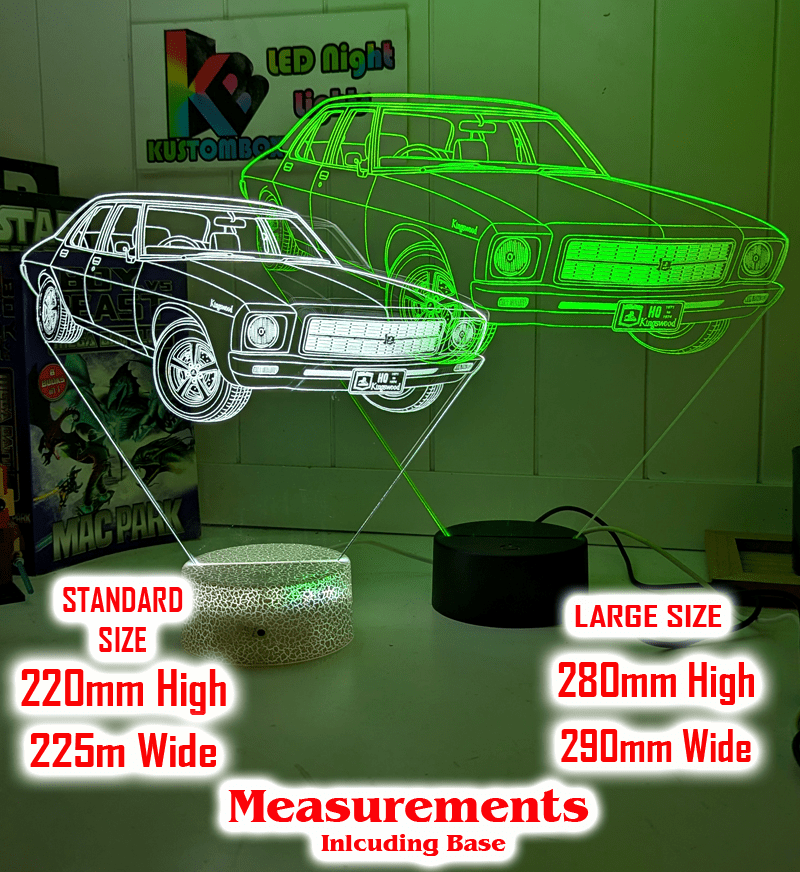 Holden Kingswood HQ 1971 to 1974 Personalised Name 3D LED Night Light Colour Change - KustomboxNight Lights & Ambient LightingKustomboxStandard Size - No Personalisation