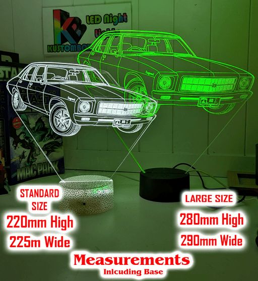 Holden Kingswood HQ 1971 to 1974 Personalised Name 3D LED Night Light Colour Change - KustomboxNight Lights & Ambient LightingKustomboxStandard Size - No Personalisation