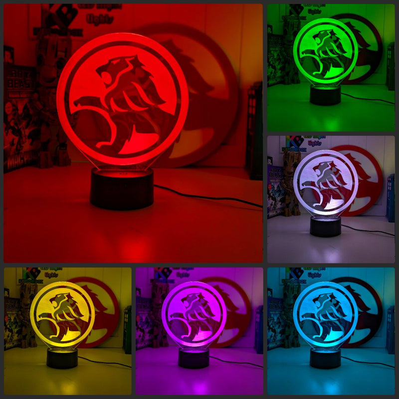 Holden logo acrylic LED night light with colour-changing modes and smooth engraved detailing.