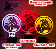 Iconic Holden logo LED light creating a 3D effect, perfect garage décor or display piece for Australian car enthusiasts.