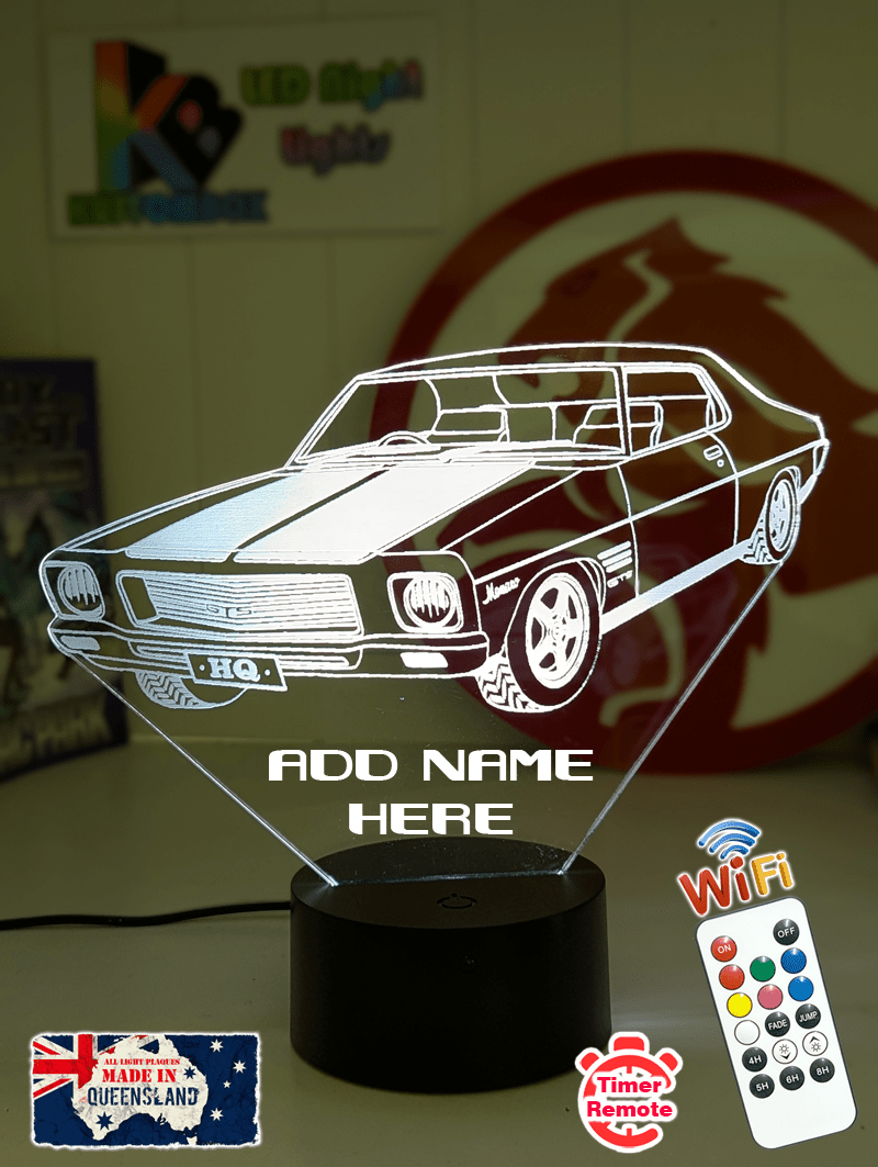 Holden Monaro HQ 1971 to 1974 Personalised Name 3D LED Night Light Colour Change - KustomboxNight Lights & Ambient LightingKustomboxStandard Size - Name Option