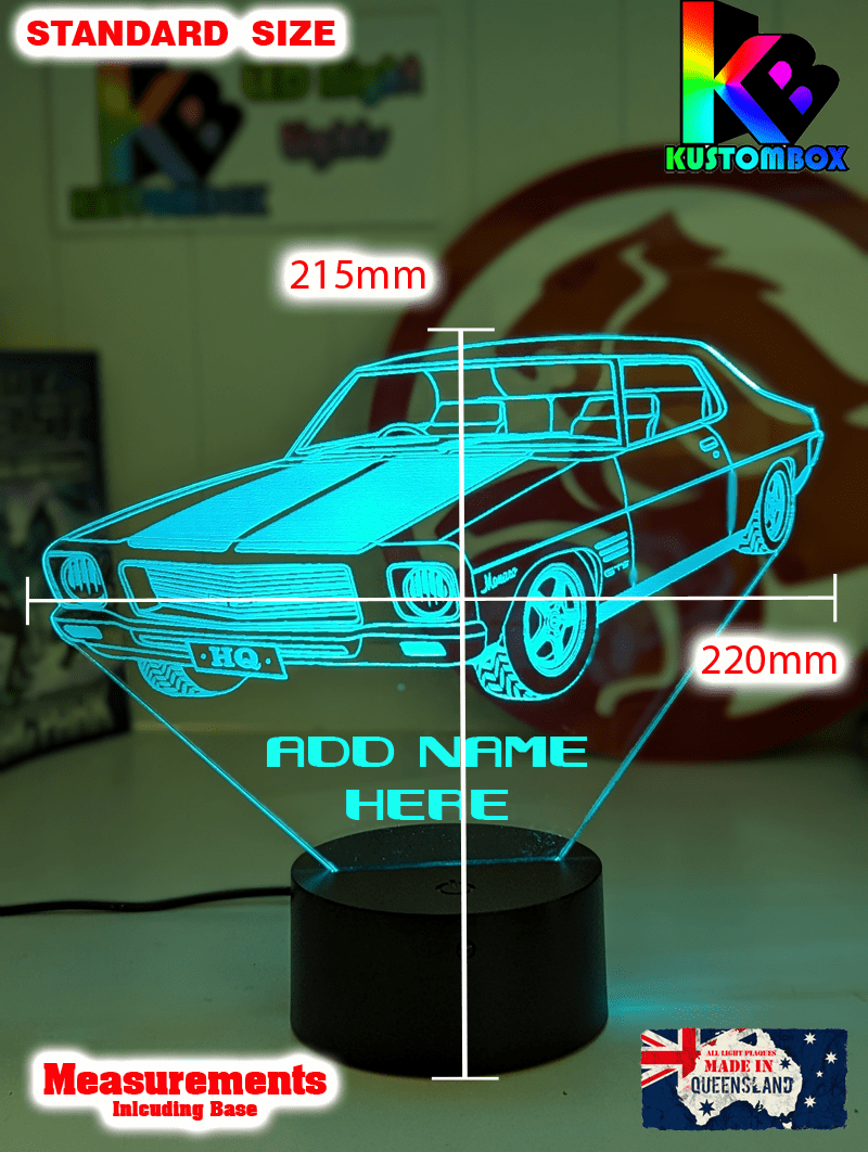 Holden Monaro HQ 1971 to 1974 Personalised Name 3D LED Night Light Colour Change - KustomboxNight Lights & Ambient LightingKustomboxStandard Size - Name Option