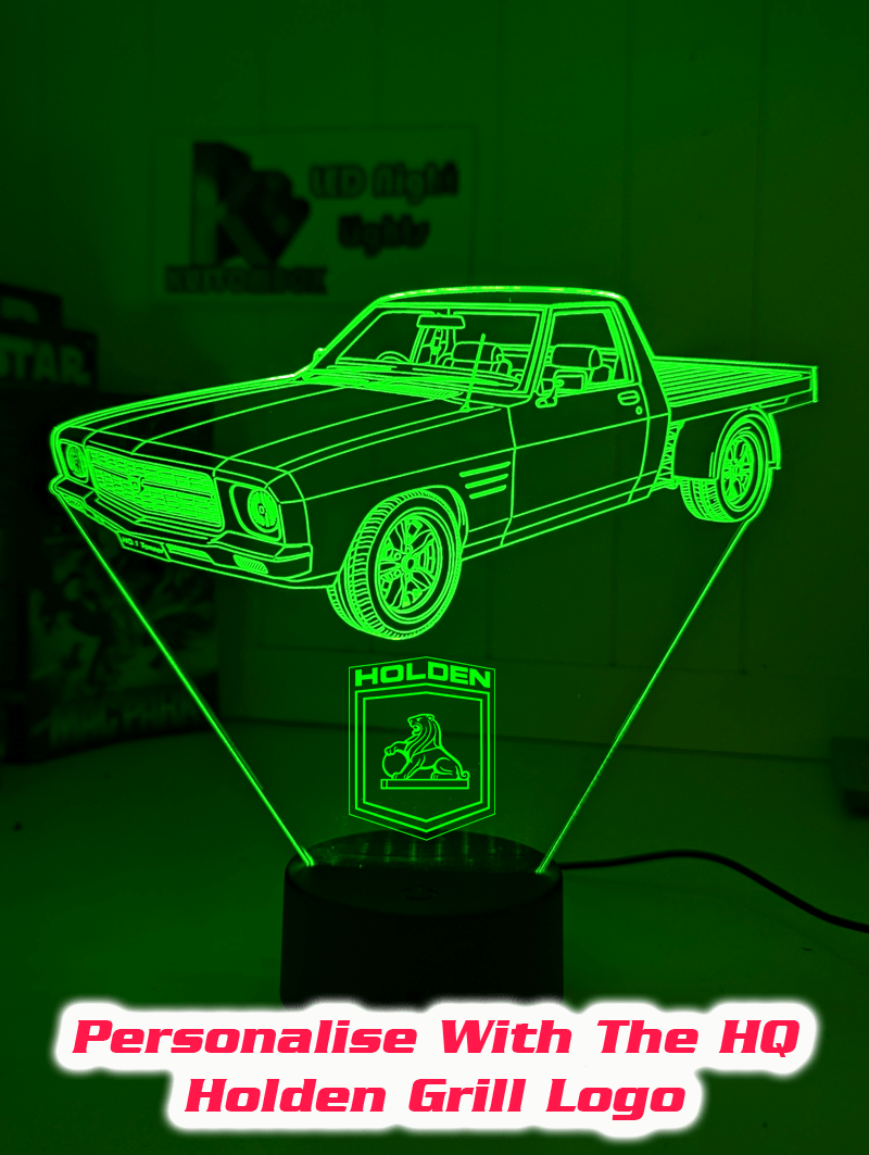 Holden One Tonner HQ 1974 UTE acrylic LED night light with colour-changing modes and smooth engraved detailing.