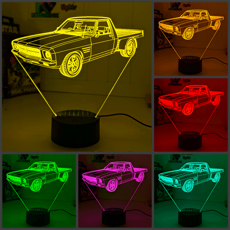 Holden One Tonner HQ 1974 UTE LED light displayed on desk or shelf, ideal for bedrooms, offices, or collector spaces.