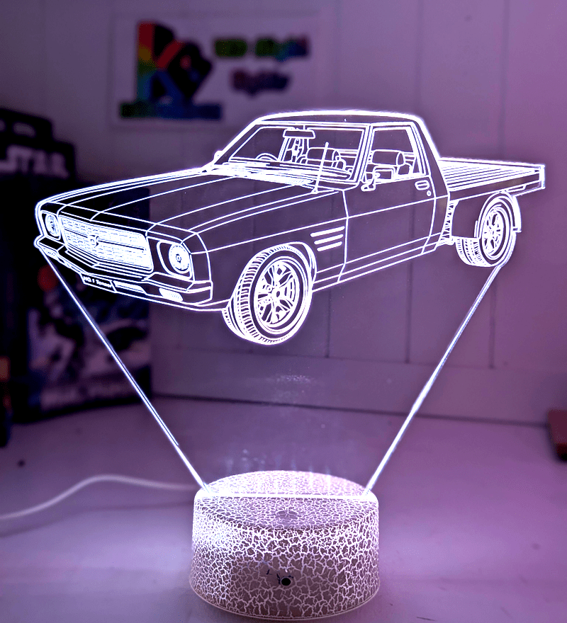Holden One Tonner HQ 1974 UTE USB powered  LED night light with engraved acrylic panel and adjustable lighting colours