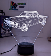 Holden One Tonner HQ 1974 UTE  3D LED night light engraved on clear acrylic with vibrant multi-colour glow, ideal for man caves and garages.