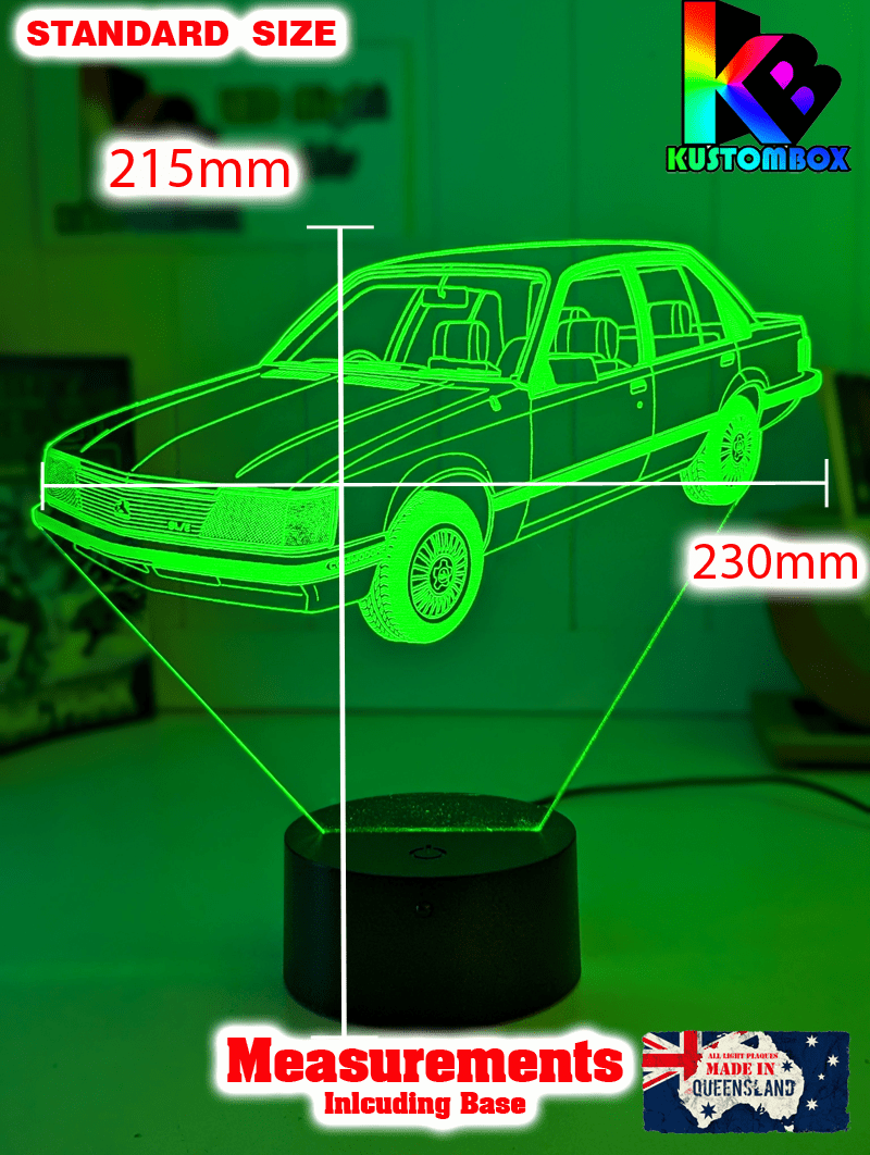 Holden VH Commodore SL/E Custom Name 3D LED Night Light Lamp 16 Colour Remote - KustomboxNight Lights & Ambient LightingKustomboxStandard Size - No Name