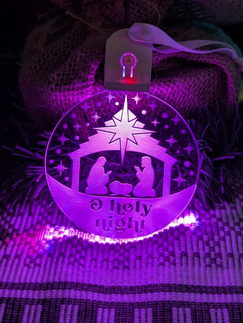 Holy Night Manger Christmas Bauble 3d LED Night Light Decoration - KustomboxNight Lights & Ambient LightingKustomboxBauble - Standard Size