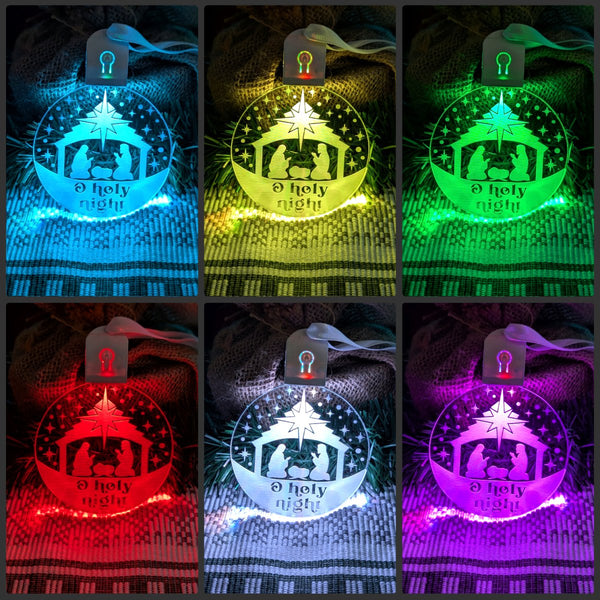 Holy Night Manger Christmas Bauble 3d LED Night Light Decoration - KustomboxNight Lights & Ambient LightingKustomboxBauble - Standard Size
