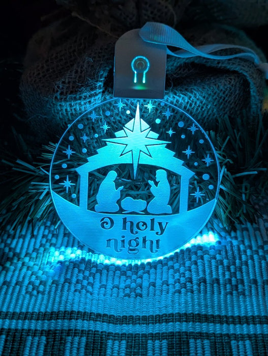 Holy Night Manger Christmas Bauble 3d LED Night Light Decoration - KustomboxNight Lights & Ambient LightingKustomboxBauble - Standard Size