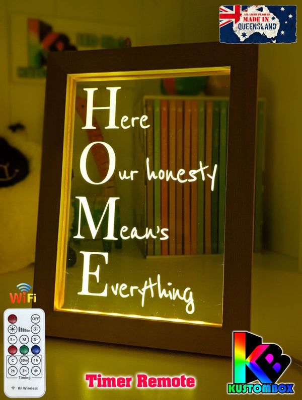 Home Means Everything Motivational Quote Timber Frame USB 3D LED Night Light Lamp - KustomboxNight Lights & Ambient LightingKustomboxTimber Frame Light - $34.99