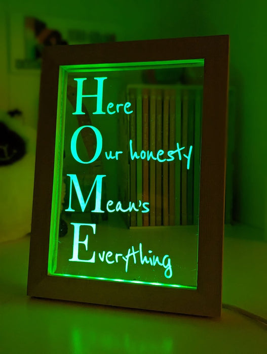 Home Means Everything Motivational Quote Timber Frame USB 3D LED Night Light Lamp - KustomboxNight Lights & Ambient LightingKustomboxTimber Frame Light - $34.99