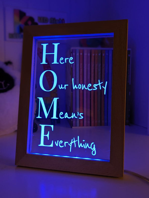 Home Means Everything Motivational Quote Timber Frame USB 3D LED Night Light Lamp - KustomboxNight Lights & Ambient LightingKustomboxTimber Frame Light - $34.99
