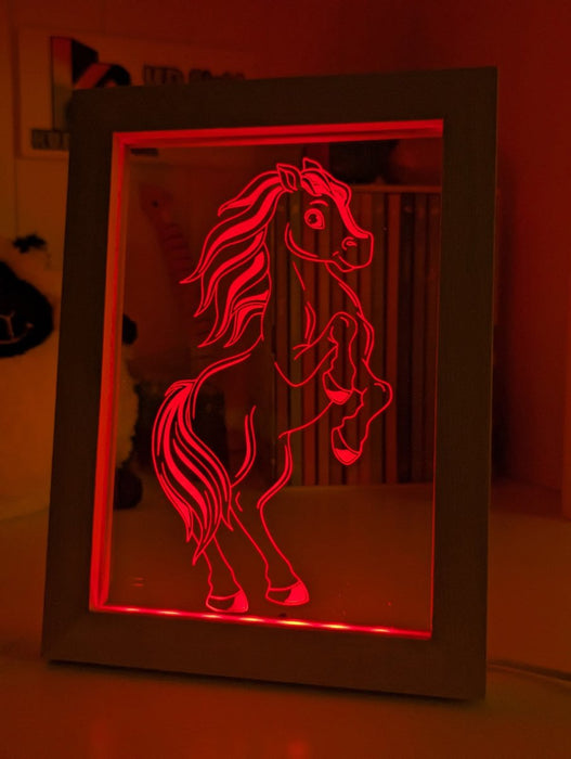 Horse - Personalised Name Timber Frame USB 3D LED Night Light Lamp - KustomboxNight Lights & Ambient LightingKustomboxTimber Frame Light - $34.99