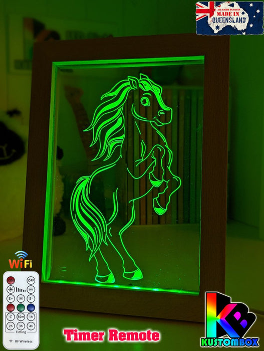 Horse - Personalised Name Timber Frame USB 3D LED Night Light Lamp - KustomboxNight Lights & Ambient LightingKustomboxTimber Frame Light - $34.99
