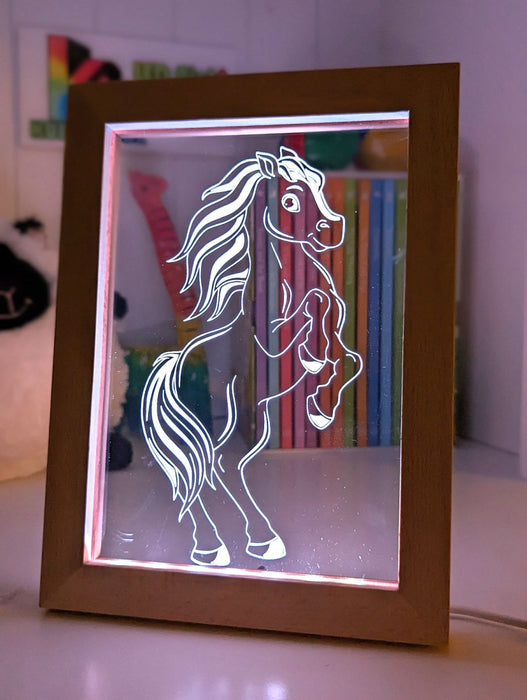 Horse - Personalised Name Timber Frame USB 3D LED Night Light Lamp - KustomboxNight Lights & Ambient LightingKustomboxTimber Frame Light - $34.99