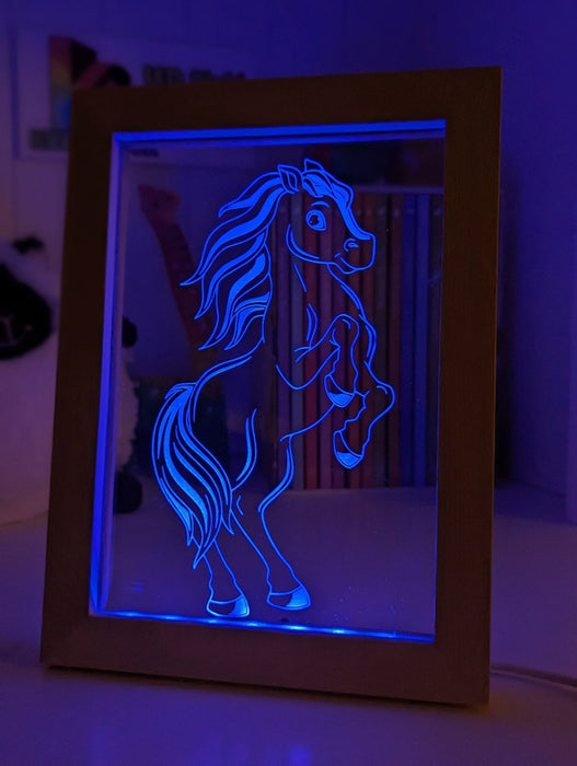 Horse - Personalised Name Timber Frame USB 3D LED Night Light Lamp - KustomboxNight Lights & Ambient LightingKustomboxTimber Frame Light - $34.99