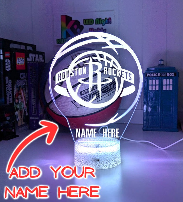 Houston Rockets Basketball Team 3D LED Night Light Lamp - KustomboxNight Lights & Ambient LightingKustomboxStandard Size