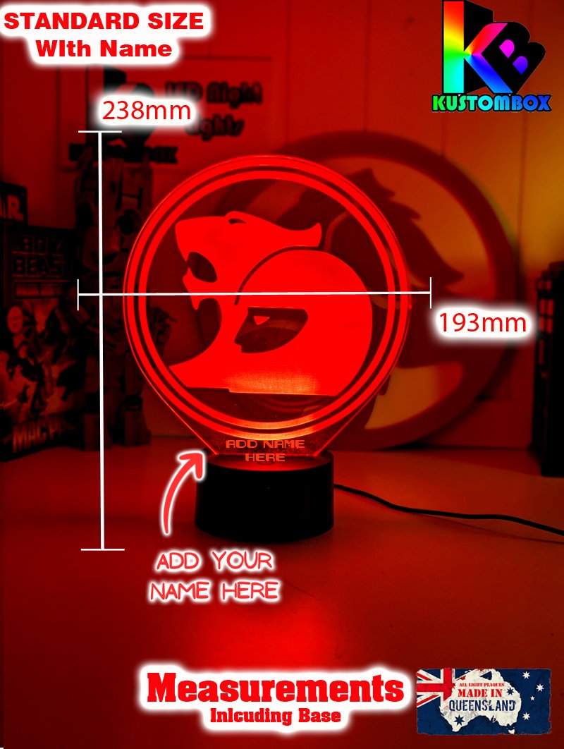 HSV Holden Racing V8 Super Cars Logo USB powered LED night light with engraved acrylic panel and adjustable lighting colours.