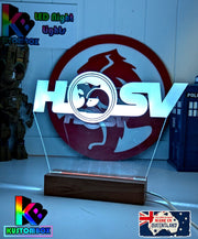 HSV Holden Racing V8 Super Cars Logo Acrylic LED sign light with bold 3D appearance and energy-efficient LED base.