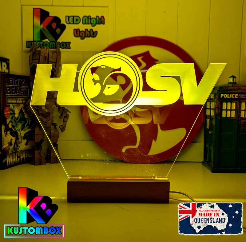 HSV Holden Racing V8 Super Cars Logo   3D LED lamp designed for fans, featuring bright illumination and modern acrylic styling.