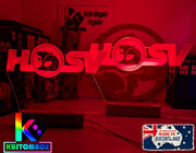 HSV Holden Racing V8 Super Cars Logo 3D LED light with remote control colour modes and crisp laser-engraved acrylic finish.