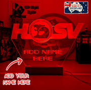 HSV Holden Racing V8 Super Cars Logo acrylic LED night light with colour-changing modes and smooth engraved detailing.