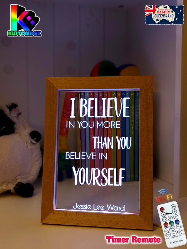 I Believe in you Motivation Quote Timber Frame USB 3D LED Night Light Lamp - KustomboxNight Lights & Ambient LightingKustomboxTimber Frame Light