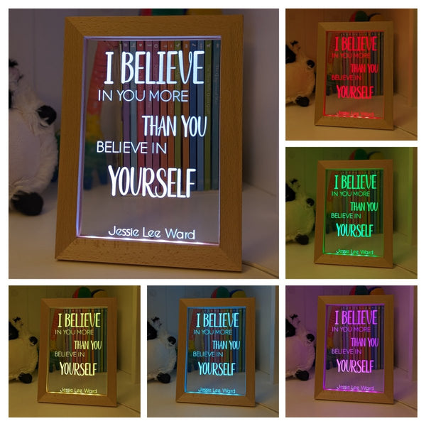 I Believe in you Motivation Quote Timber Frame USB 3D LED Night Light Lamp - KustomboxNight Lights & Ambient LightingKustomboxTimber Frame Light