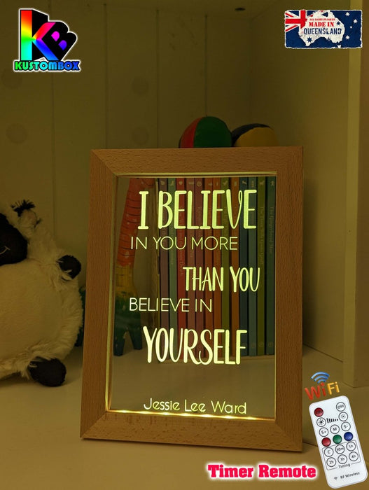 I Believe in you Motivation Quote Timber Frame USB 3D LED Night Light Lamp - KustomboxNight Lights & Ambient LightingKustomboxTimber Frame Light